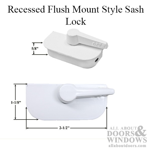 Crestline Recessed Flush Mount Style Sash Lock - White