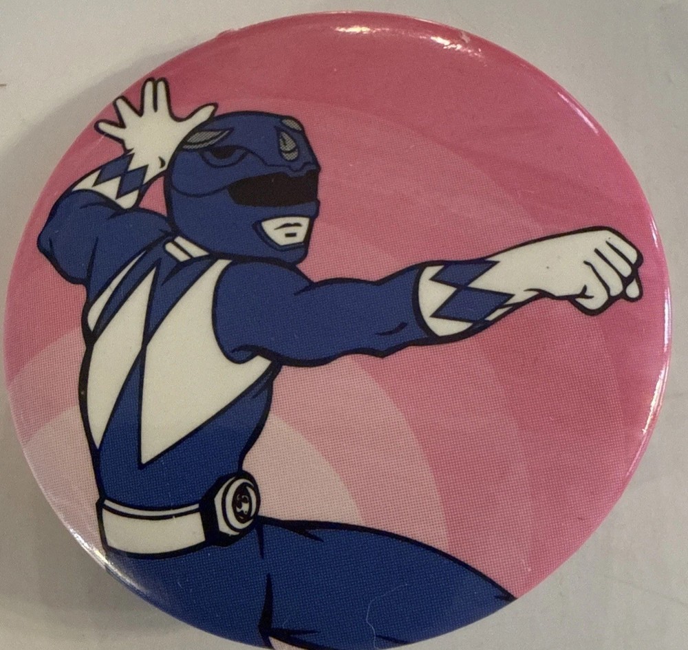 1993 Mighty Morphin Power Rangers BLUE RANGER Button Pinback