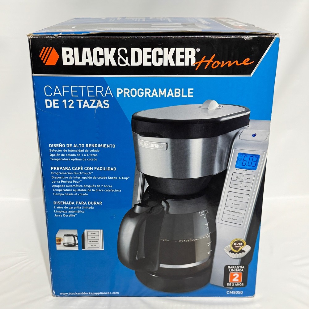 Black and Decker 12 Cup Programmable Coffee Maker CM9050 Black Silver NEW 2009