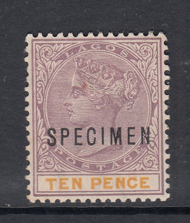 Lagos: QV 10d overprinted SPECIMEN, 1894