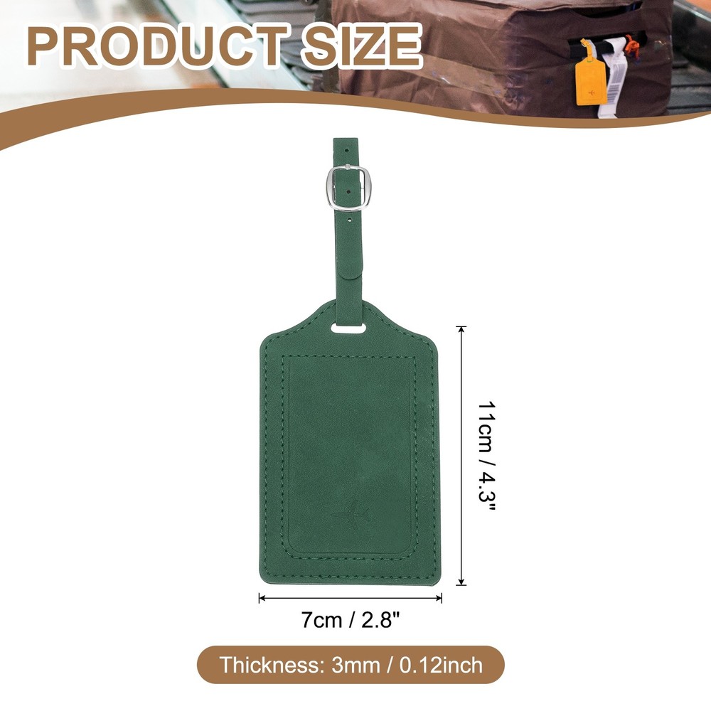 Suitcase Tags, Deep Green Leather Tags with Private Protection, 1 Pcs