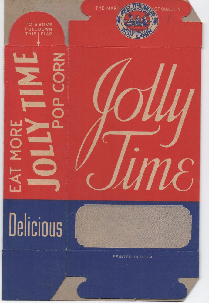 1939 Jolly Time Popcorn Unused Advertising Box