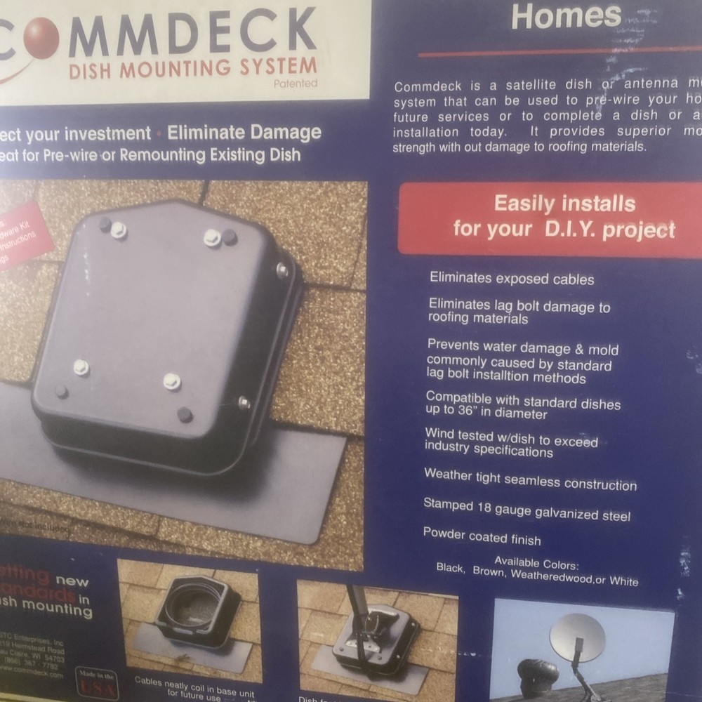 Commdeck Satellite Dish Mounting System Primer BLACK Color Model 0173