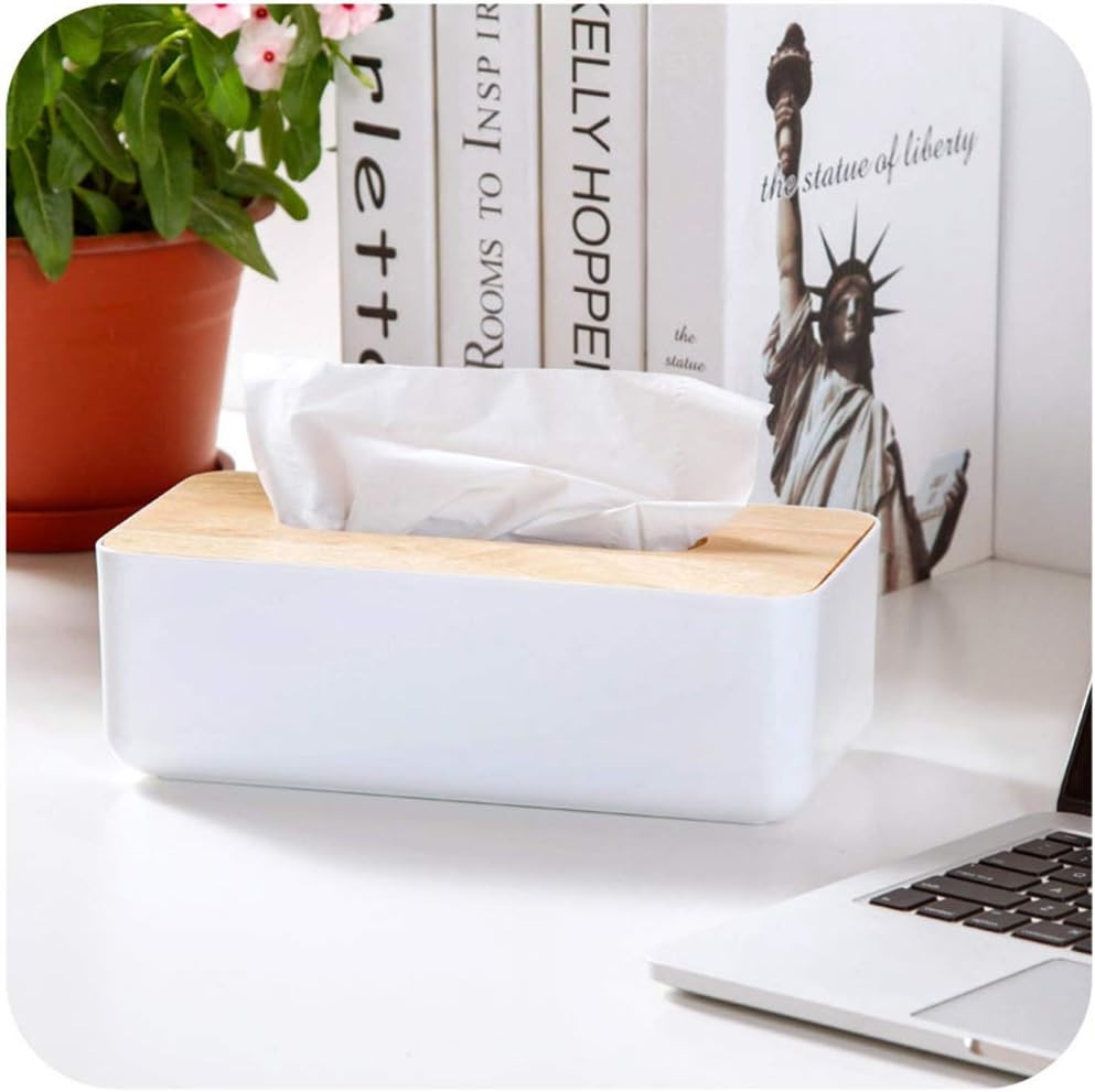 Wood Tissue Box Cover Rectangular Holder Large Size Bathroom Vanity Decor