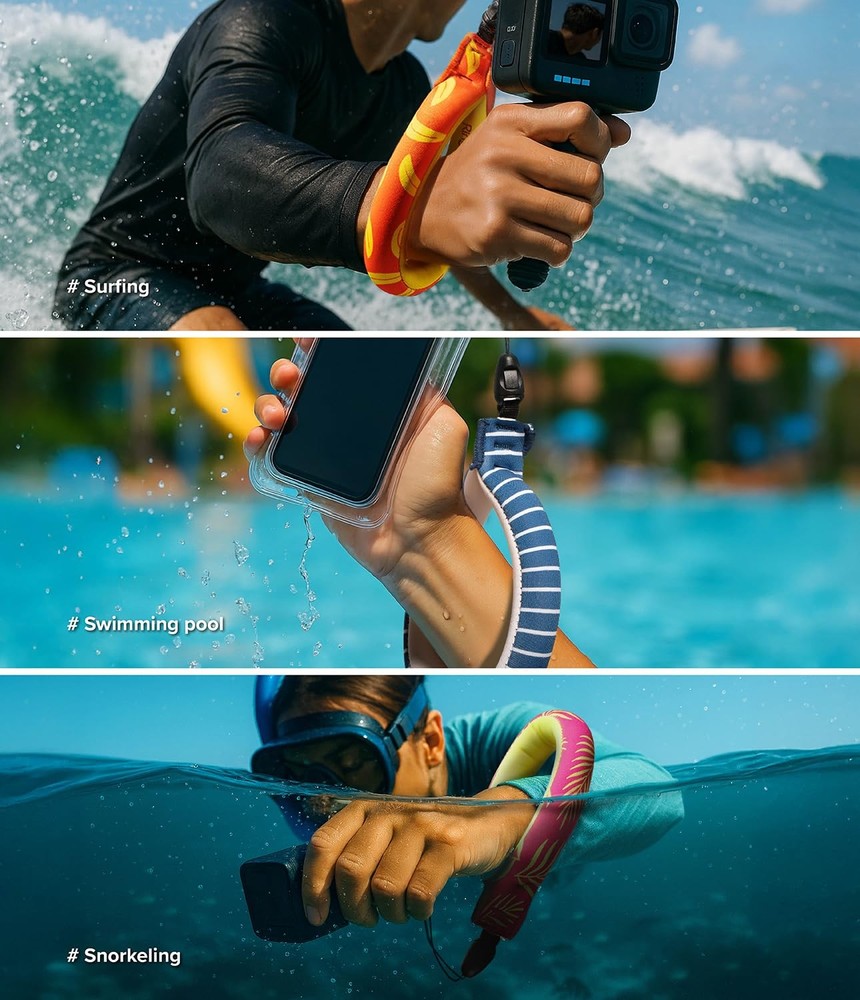 Waterproof Float Strap (2 Pack), Underwater Floating Strap, Wristband, Hand G...