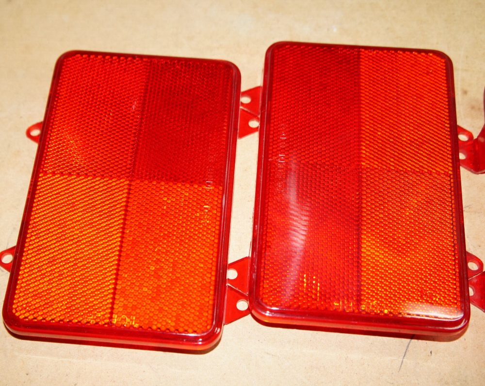 Pair (2): Tail Stop Light RED Lens - Rectangular 4-hole A76 GUIDE DOT 6.5" x 4"