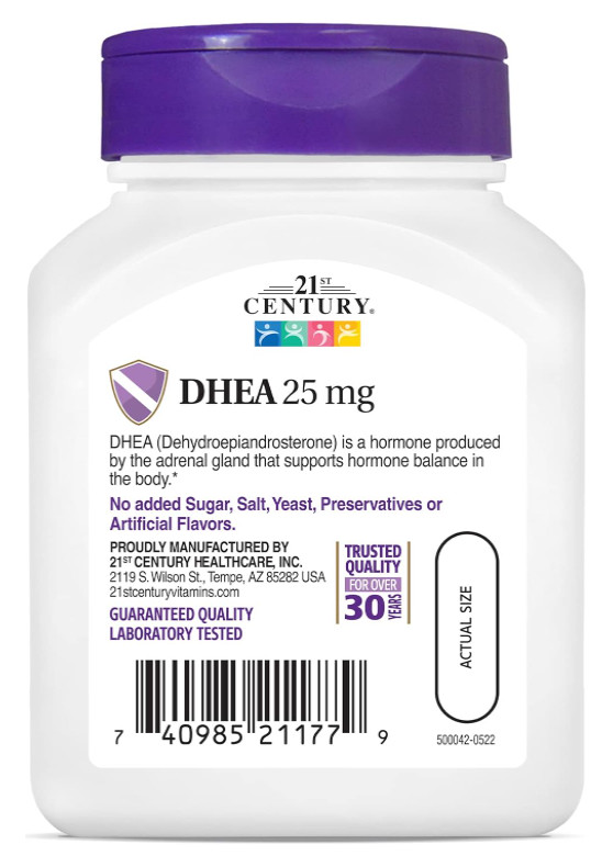 21st Century DHEA 25 mg Capsules, 90 Count