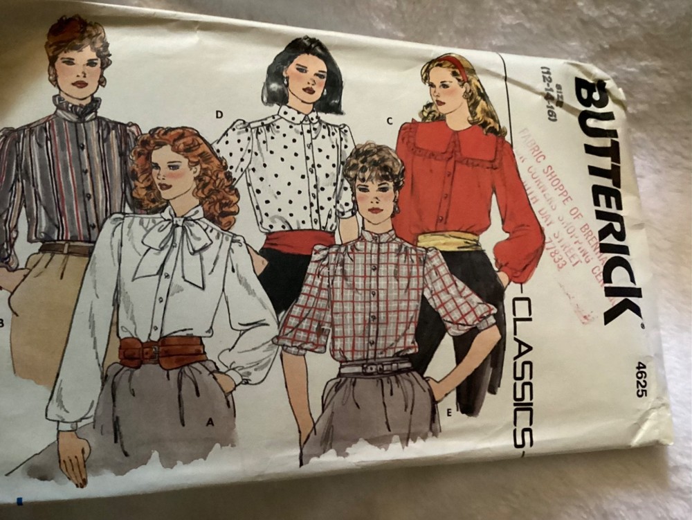 1980s…. VINTAGE BUTTERICK PATTERN #4625…. Has been cut