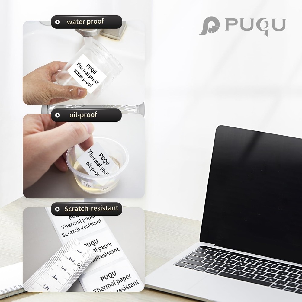 PUQU Thermal Color Label, 40x12mm Rectangular Self-Adhesive Colored Coding St...