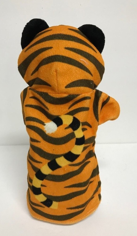 UNBRANDED TIGER HAND PUPPET Orange Black Stripe 9" Plush Stuffed