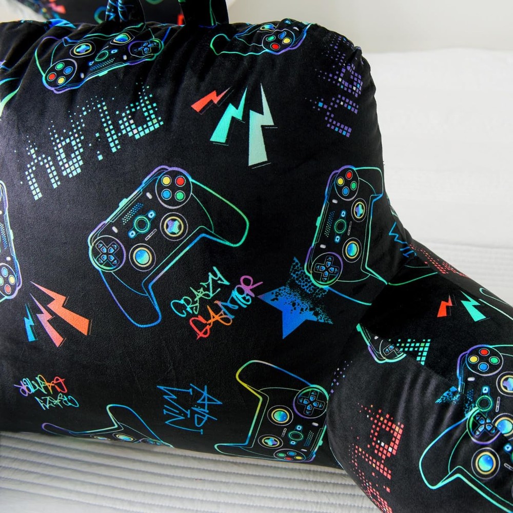 NTBED Video Game Controller Printed Reading Pillow Bed Wedge Backrest Black