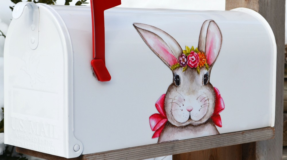 Mailbox Magnet Partial Cover Spring Easter Bunny with Floral Mail Box Car