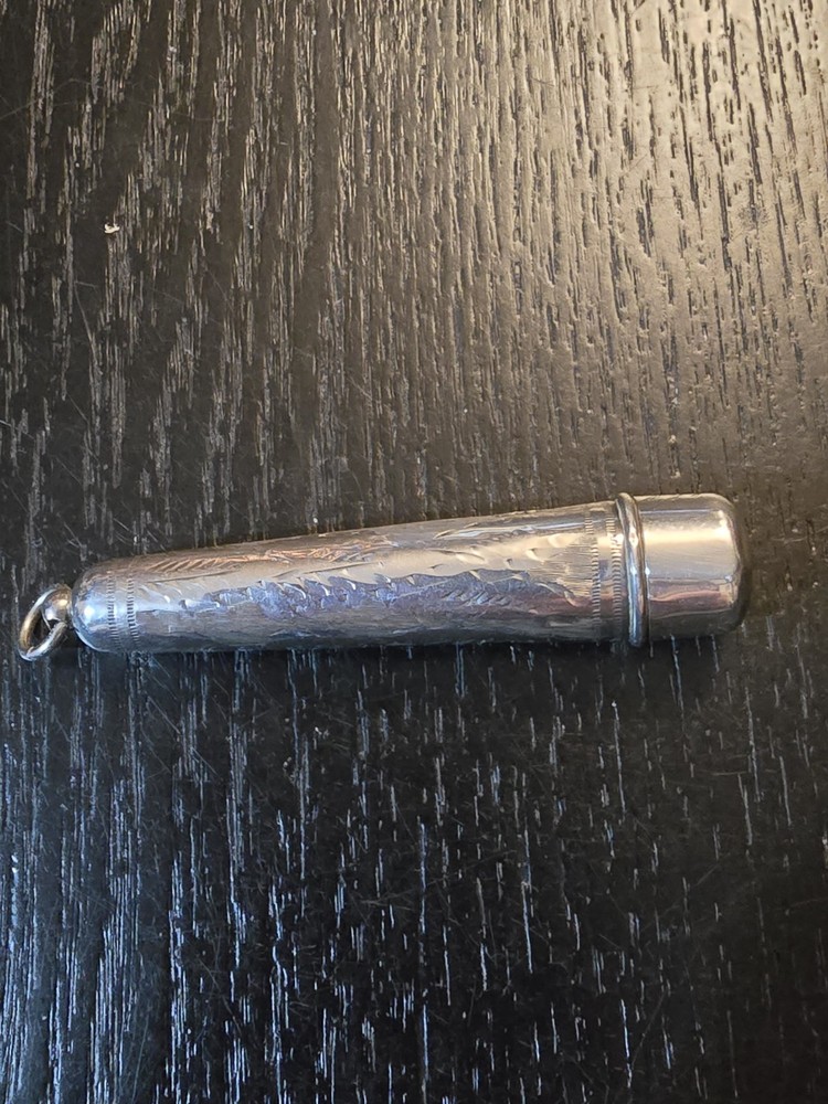 Victorian Solid Silver Cheroot Case Chatelaine V & J – Birmingham 1877 – Antique