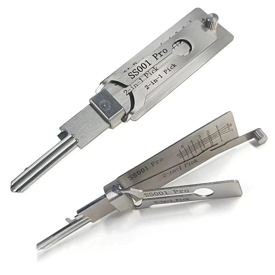 2-in-1 Stainless Steel Key Decoder Portable Precision Hook Pickup Hand Tool 1pcs