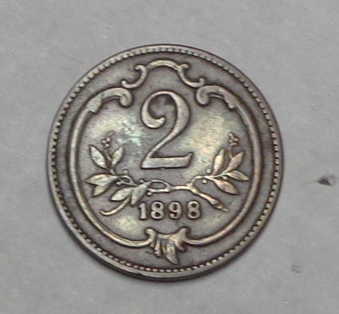 AUSTRIA 2 HELLER 1898 High Grade