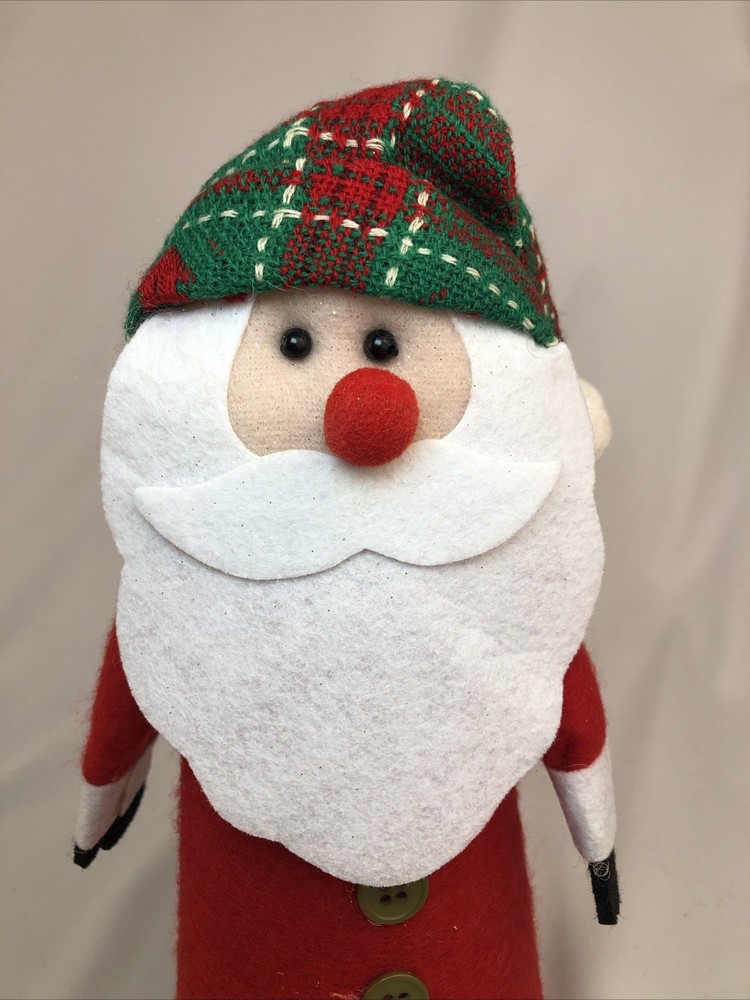 Felt Covered Cone Christmas Santa 10” Tall