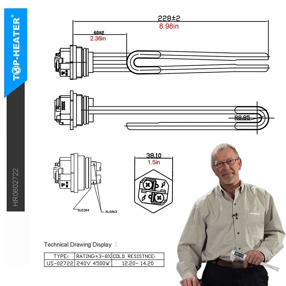 Water Heater Element Replacement 4500W 240VScrew-in Foldback Element 02722 by...