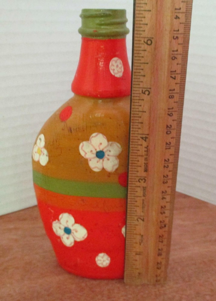 Vintage Hand Painted Bottle 6-1/2" Tall
