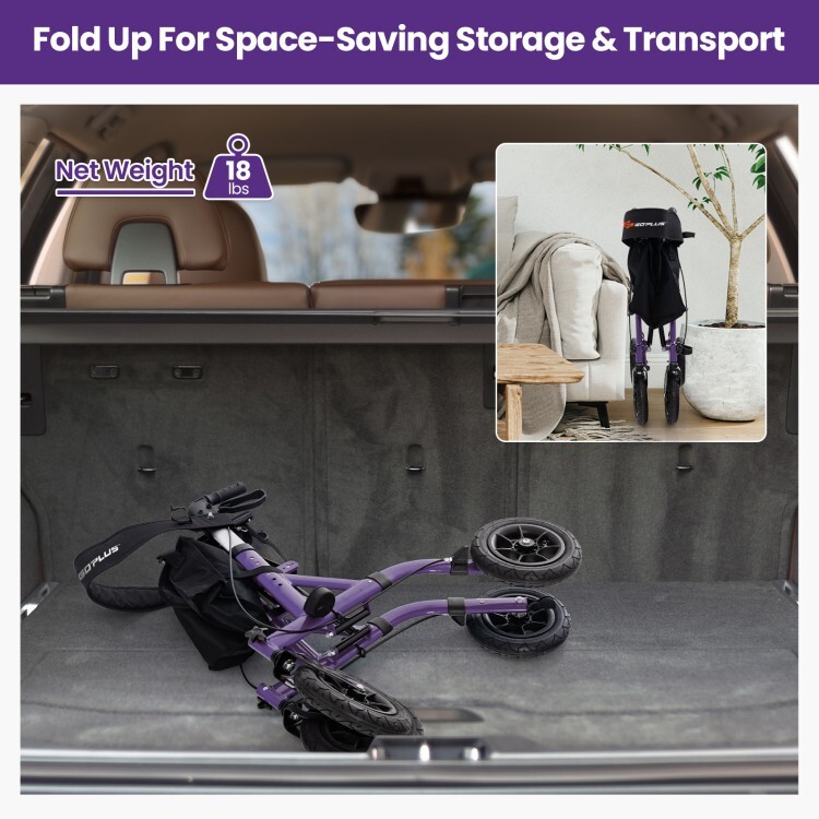 6 Level Adjustable Portable Foldable Senior Rollator Walker w/ Comfortable Seat