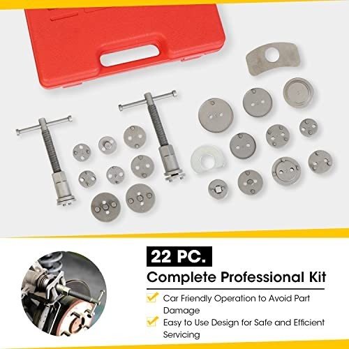 Heavy Duty Brake Caliper Compression Tool Kit - 23pcs Piston Reset Set with Case