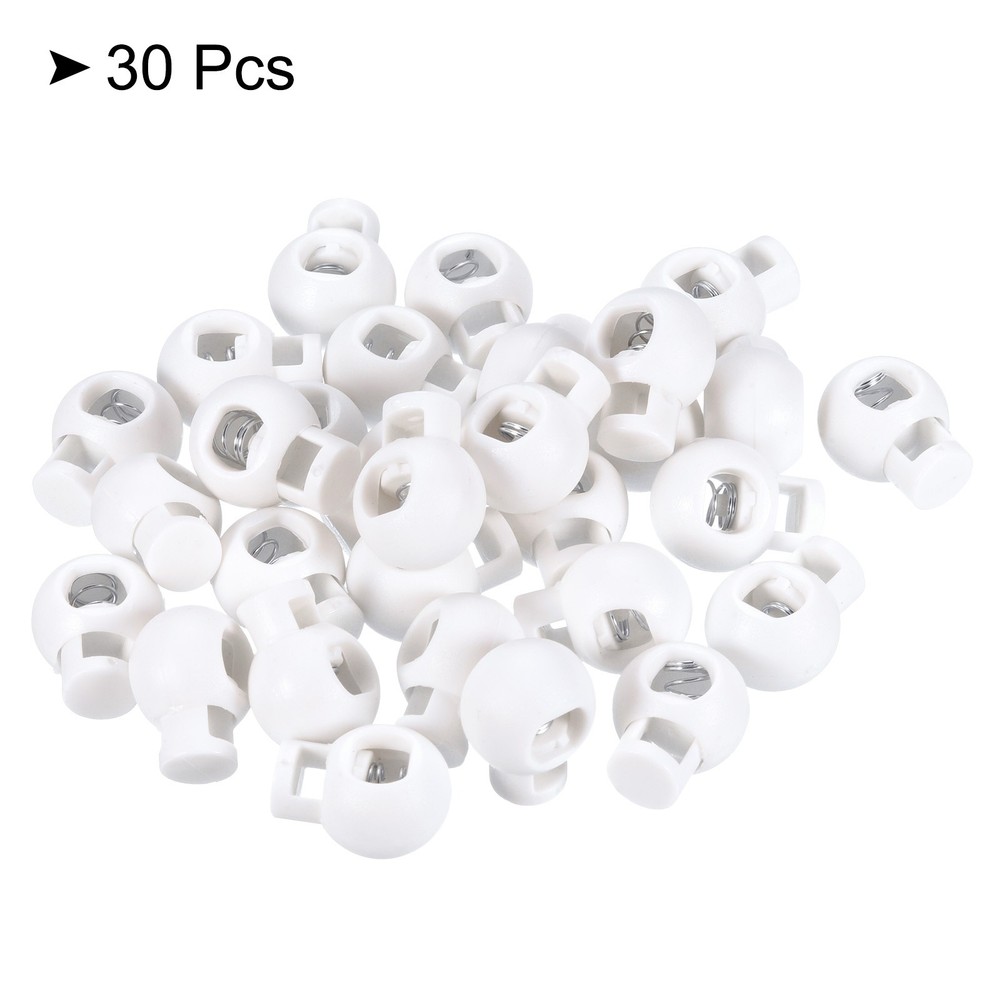 30 Pack Cord Locks Ball Spring Toggle Stopper Frosted White