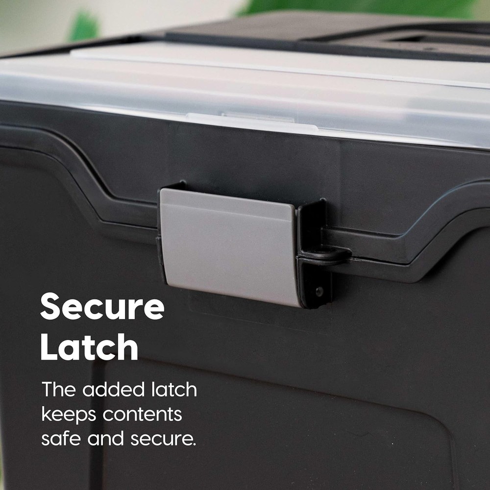 Lidded File Boxes with Organizer Lids, Black, 4-Piece Set