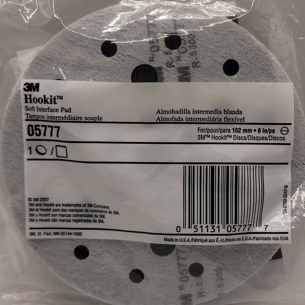 3M Hookit Soft Disc Interface Pad 05777 6 in 152 mm Soft Density Sanding