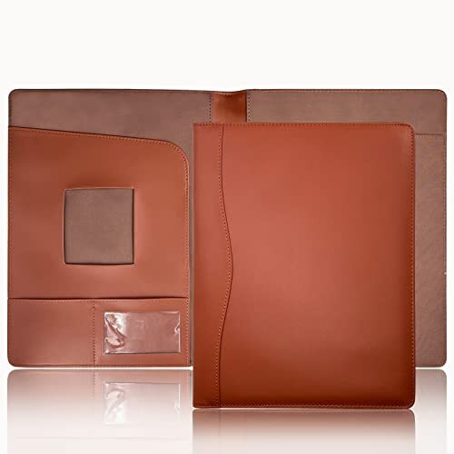 (Brown) Leather Portfolio Folder Padfolio Business Padfolio Organizer Document