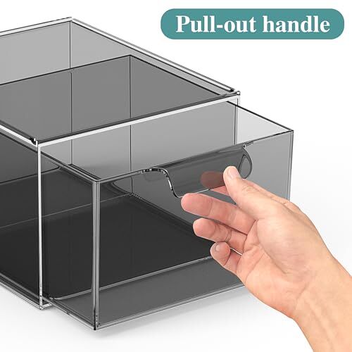 Stackable Makeup Organizer and Storage, Acrylic Organizers，Clear 2 Pack Black