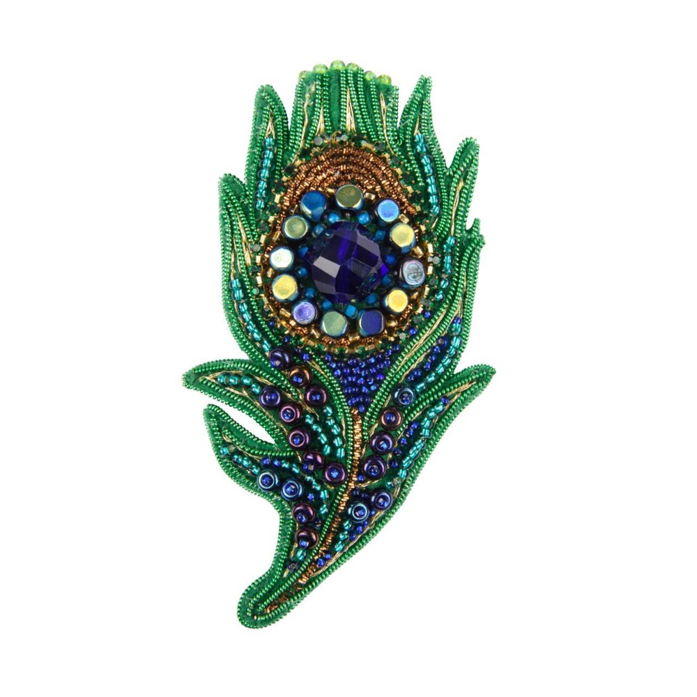 Crystal Art Beadwork kit for creating brooch "Peacock feather" BP-353C