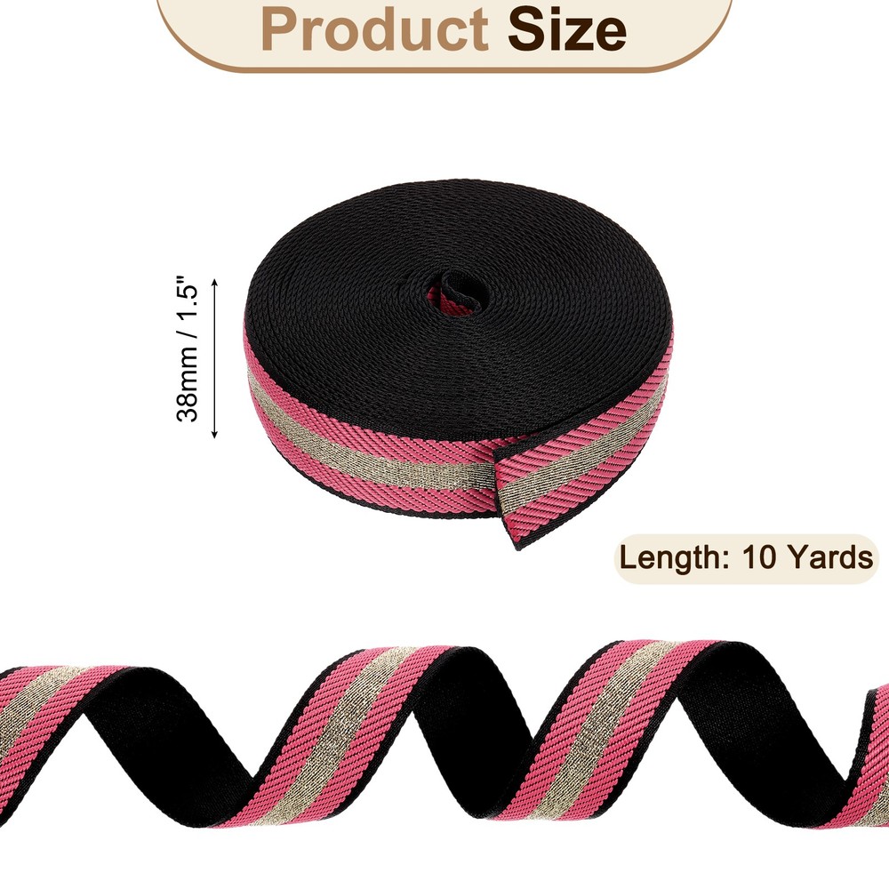 10Yards Nylon Webbing Strap, 38mm Striped Webbing Bag Strap, Pink