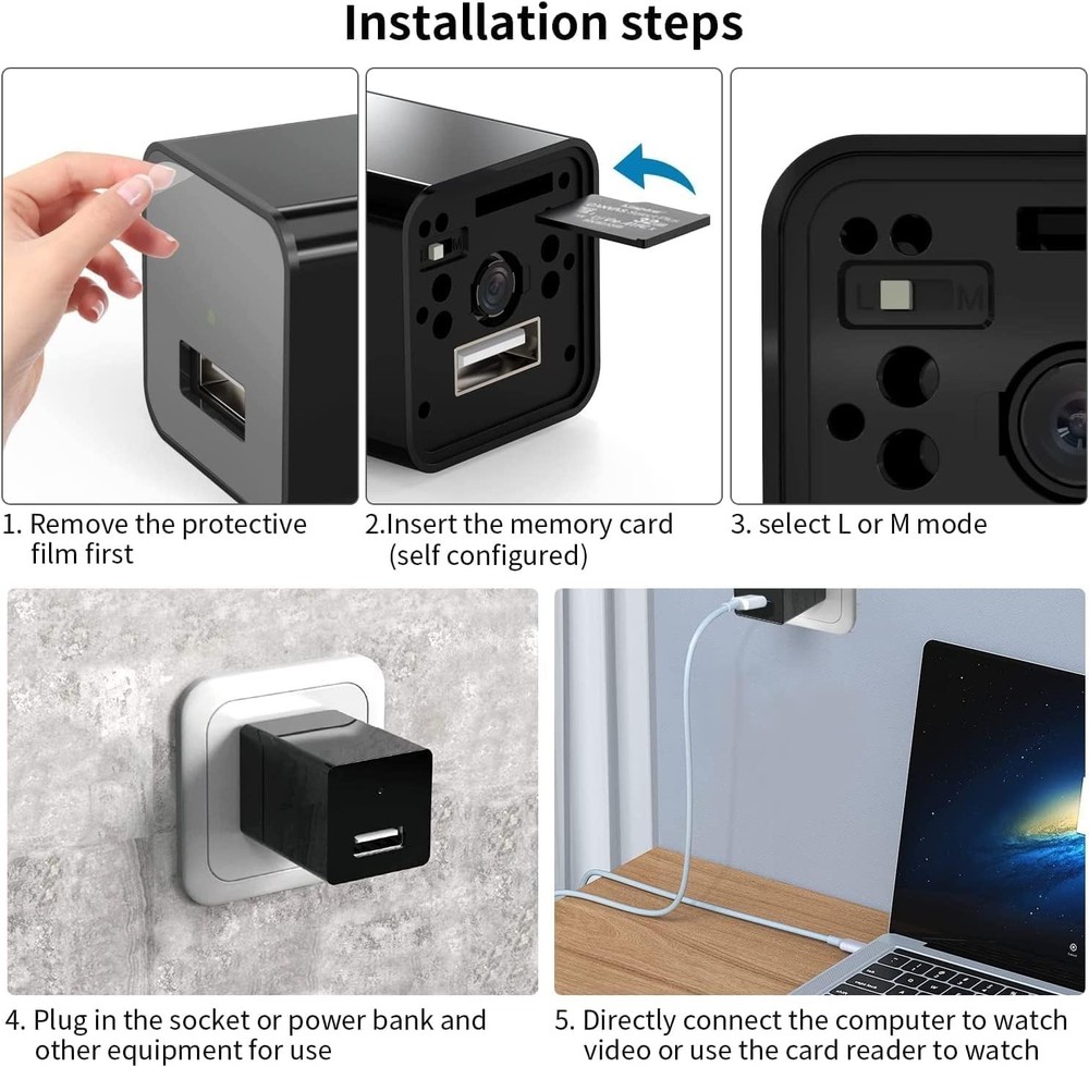 No Audio Charger Camera - Video-Only 1080P Small Camera with Motion Detection...