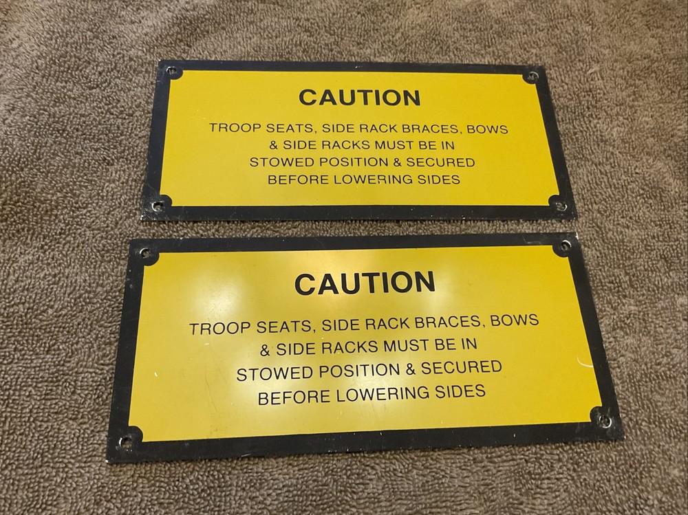 NOS Military Truck M939 M925 M929 Pair Troop Seat Stoage Data Plate Drop Side