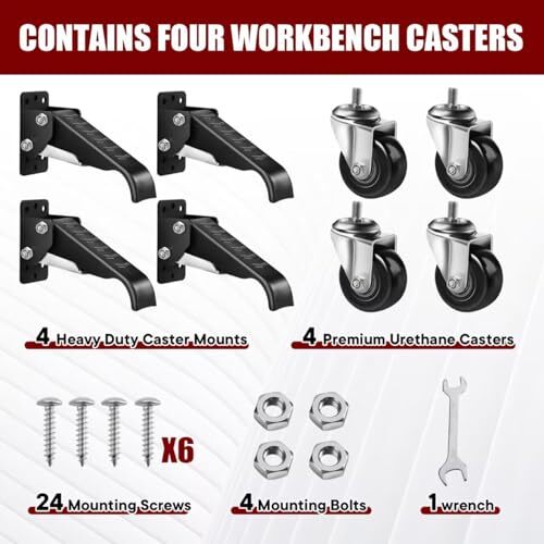 SPACECARE Retractable Workbench Casters Kit, Heavy Duty Assorted Styles