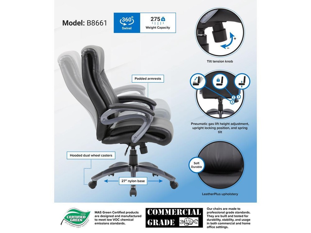 BOSS Office Products B8661 Executive Chairs