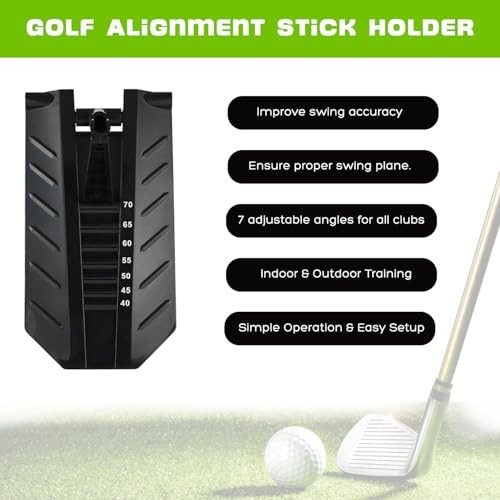 Golf Alignment Stick Trainer with Adjustable Swing Plane Guide, Full Swing