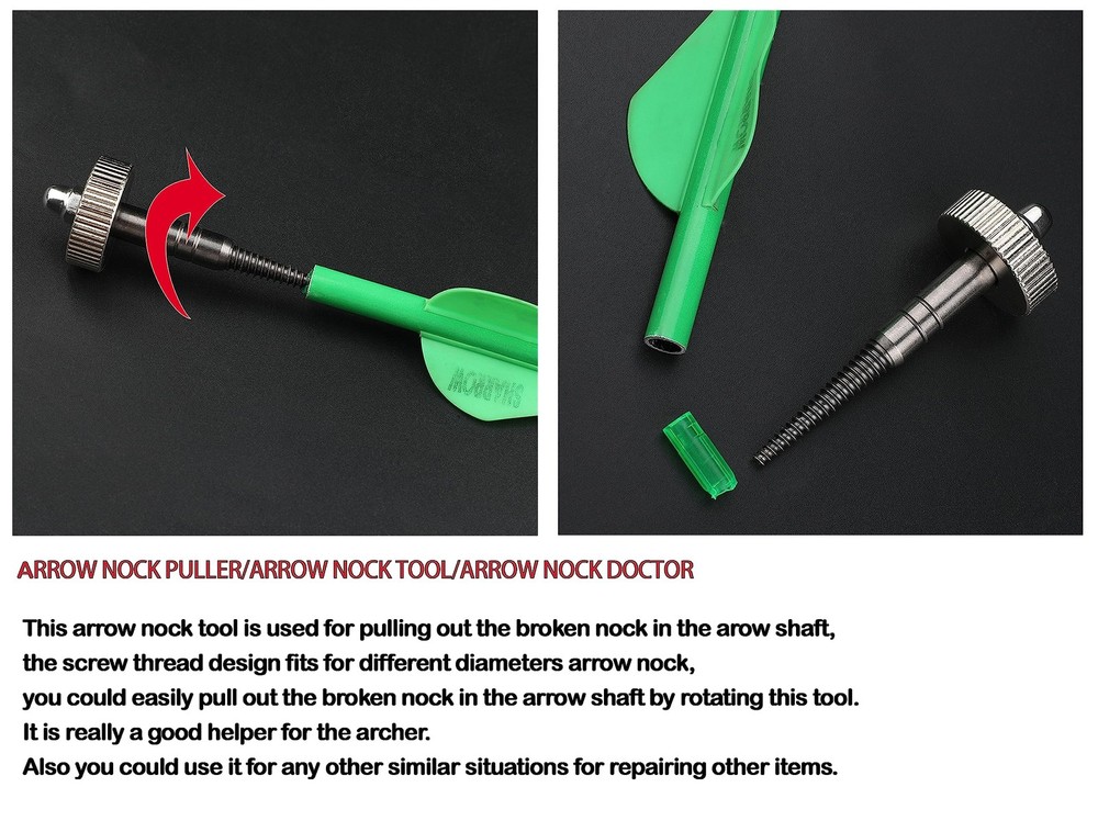 Arrow Nock Puller Tool Screw Thread Style for Removing Broken Nocks