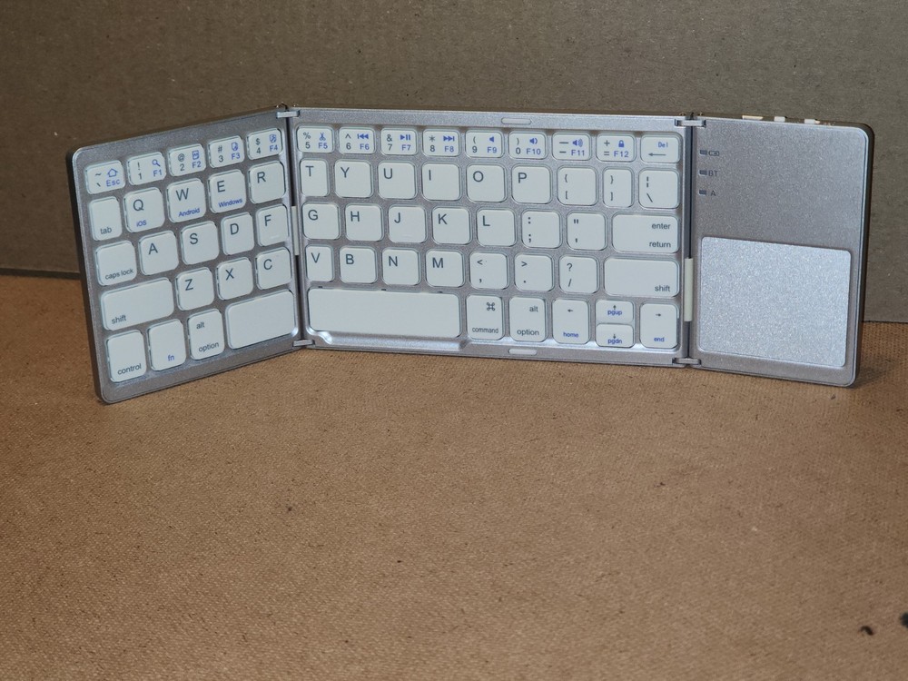 Universal Bluetooth Wireless Folding Keyboard w/Touchpad SILVER Mini Portable