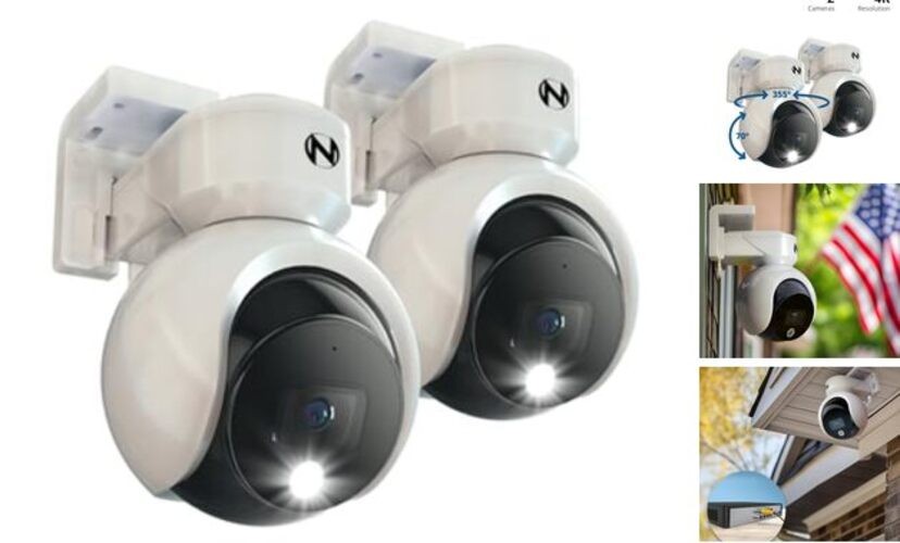 Add On Wired 4K Deterrence Cameras with 2-Way Audio - 2 Pack - White