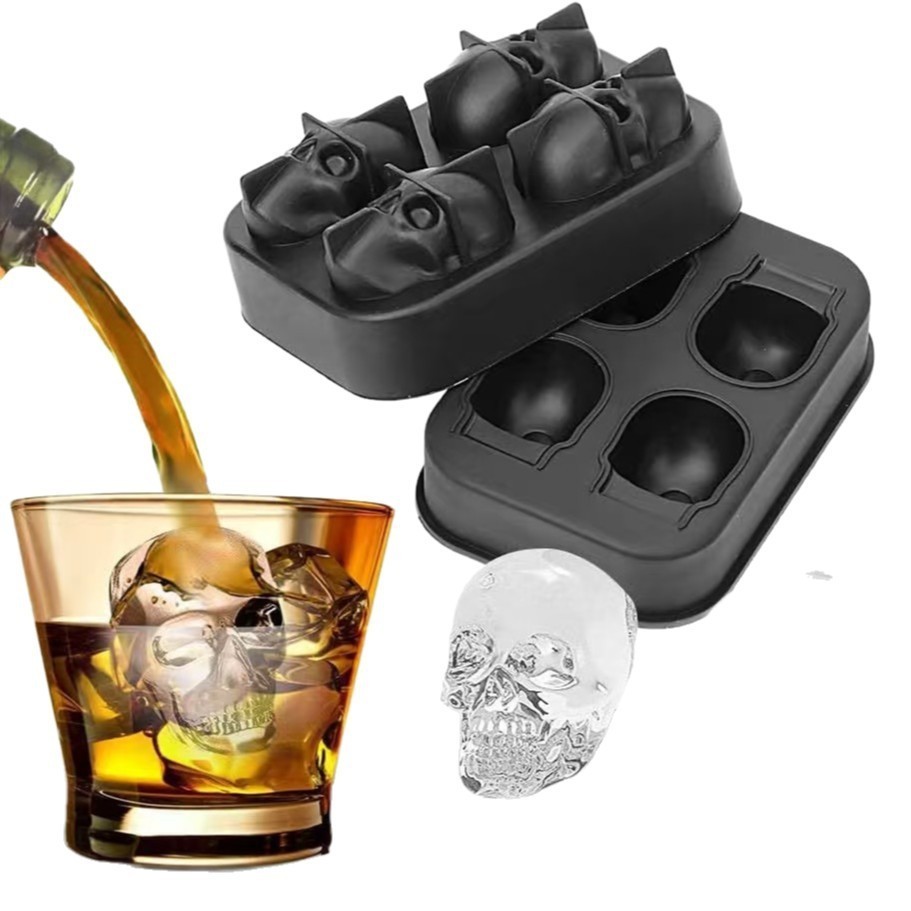 3D Skull Silicone Ice Cube Mold - 1.6'' Easy Release Flexible Silicone