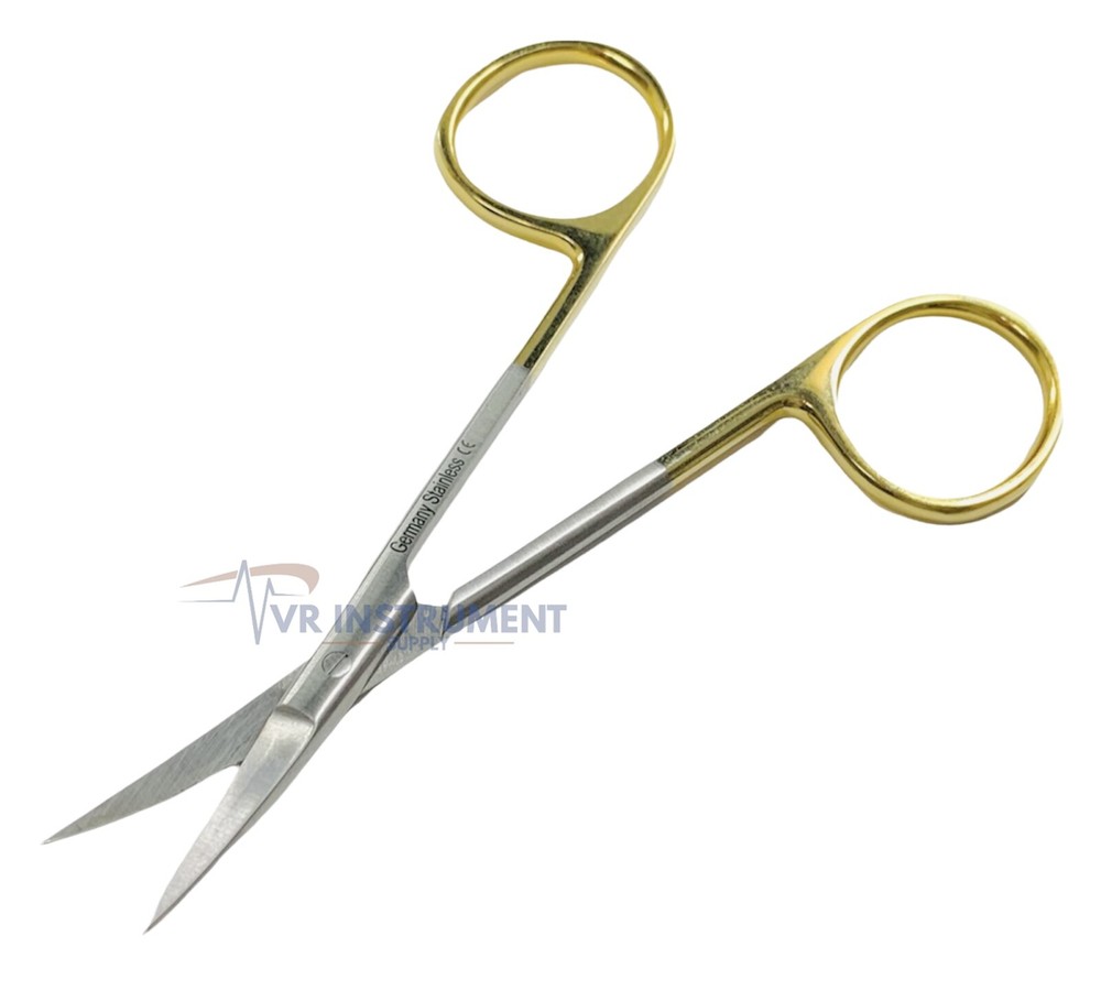 T/C Germany Inserts Operating Dissecting Iris Scissors Curved 4.5" Sharp/Sharp