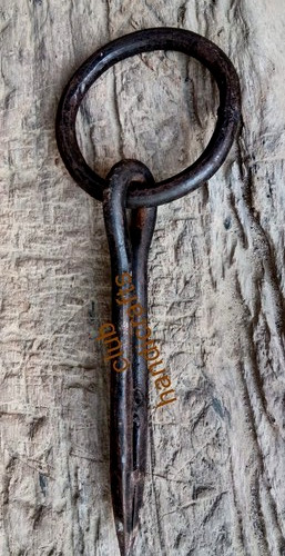 Antique Wrought Iron Tethering Ring on Pin Blacksmith Hardware Iron Hook