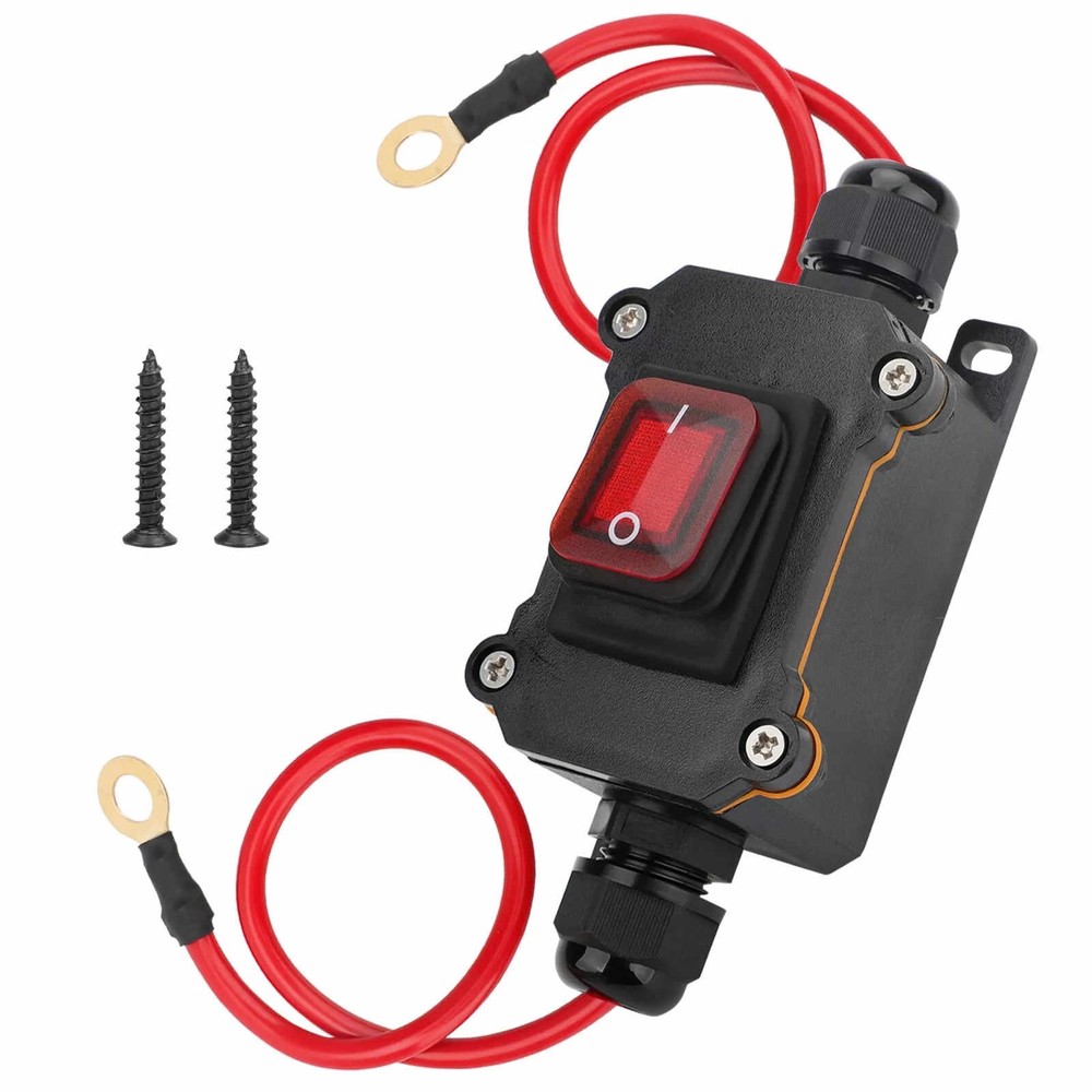 New IP67 PA66 DC 12-24V Inline Cord Switch Copper Ring Power Wire On/Off Switch