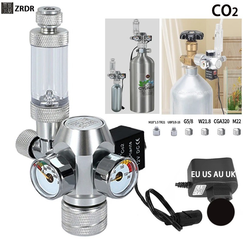 Aquarium CO2 Regulator DIY System Electromagnetic Valve Bubble Counter CGA320