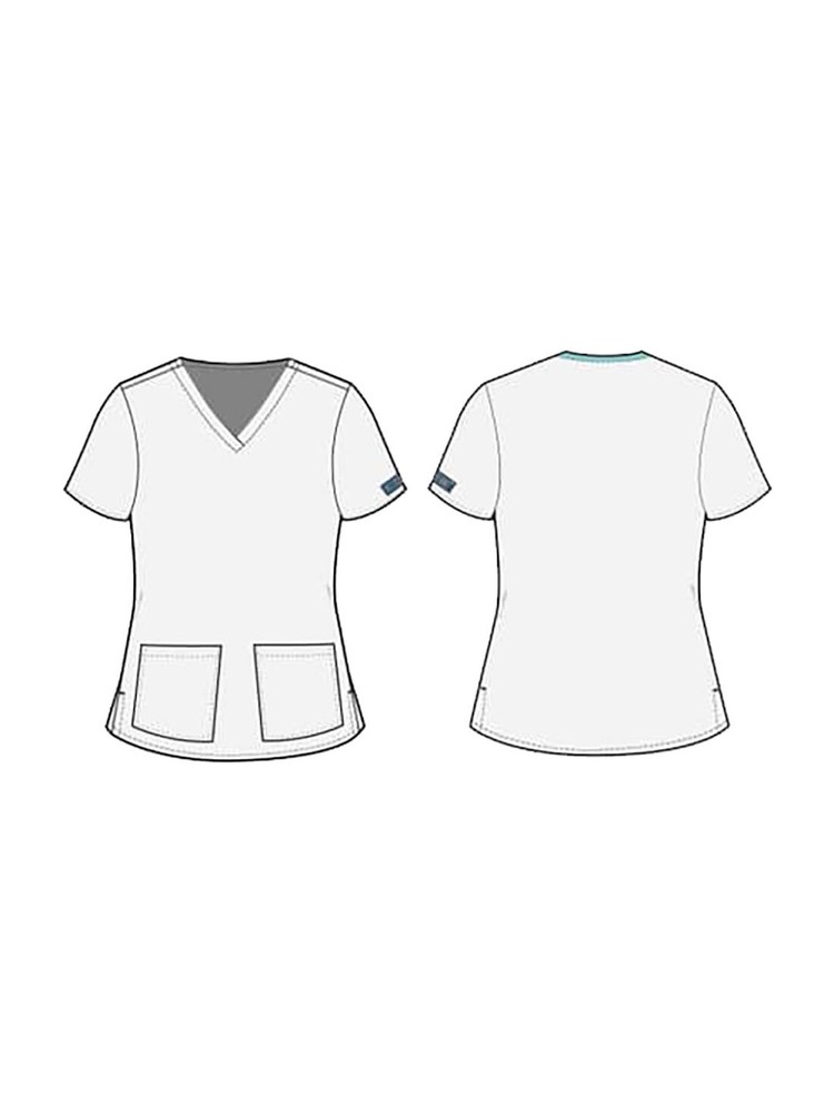 Newspaper Daisy Med Couture Print Scrub V Neck Top MC8564 NPDA