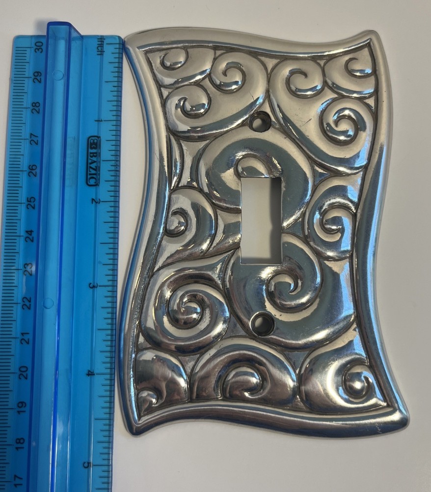 Brighton Scroll Light Switch Cover Plate Silver Tone Single Toggle Ornate
