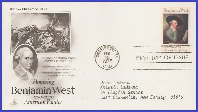 USA3 #1553 ADDR ARTCRAFT FDC   Benjamin West