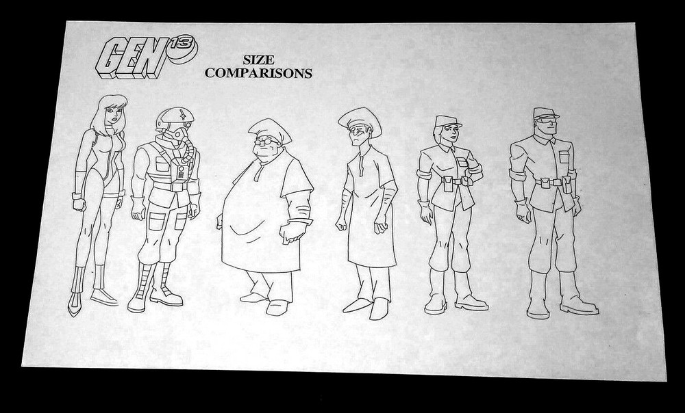 GEN 13 Film DC Comics Production Studio Copy SIZE COMPARISON Model Sheet Page