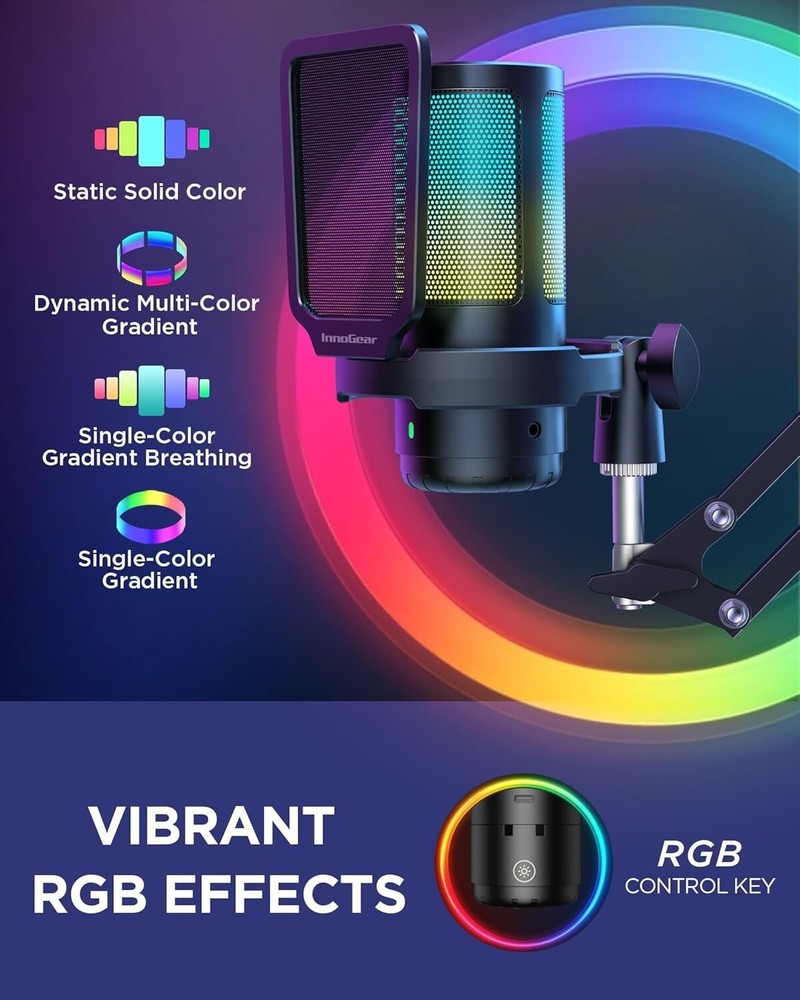 Advanced Noise-Canceling USB Microphone for Streaming & Podcasting - Black
