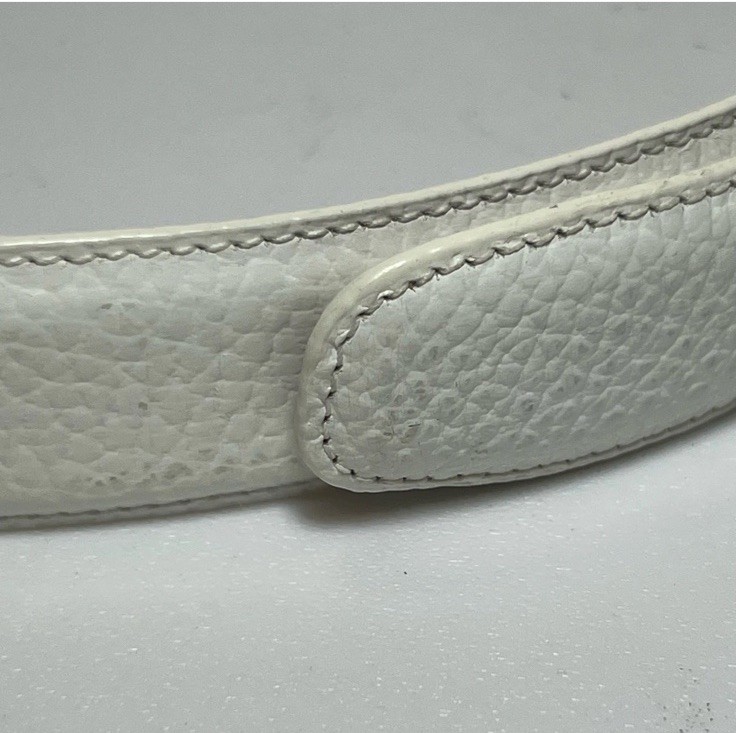 Terry Stack Size XL Minimalist Belt Off White Italian Leather Hook Loop Closure